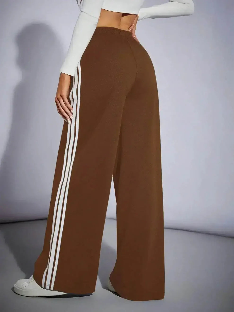 Brown Side Stripe Wide-Leg Trouser.(Perfect For All Season)