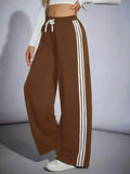 Brown Side Stripe Wide-Leg Trouser.(Perfect For All Season)