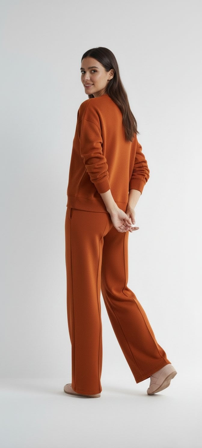 Rust Orange Wide-Leg Trousers - Effortless Style & Comfort.