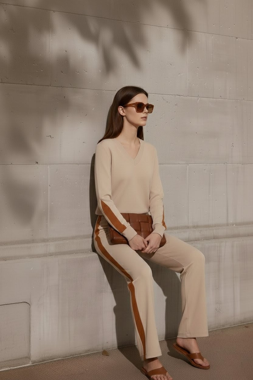 Beige Color Bottom Fit Trouser