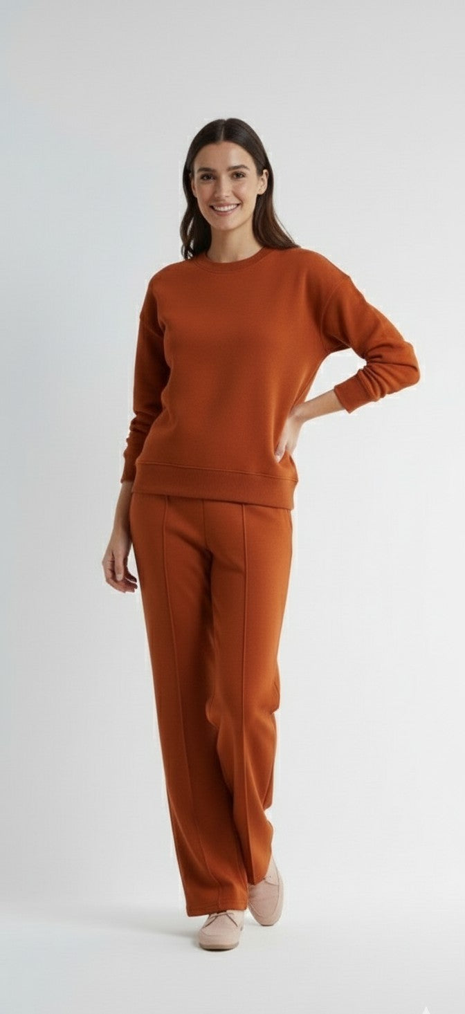 Rust Orange Wide-Leg Trousers - Effortless Style & Comfort.
