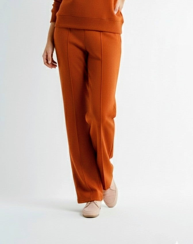 Rust Orange Wide-Leg Trousers - Effortless Style & Comfort.