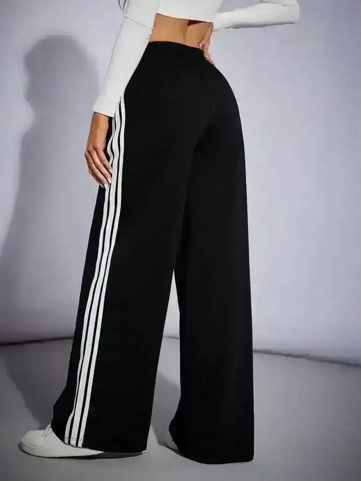 Black Side Stripe Cargo Wide-Leg Trouser.(Perfect For All Season)